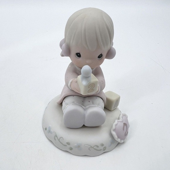 1994 Precious Moments Growing In Grace Age 2 Figurine Girl With Bird - Picture 5 of 6